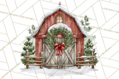 Winter Barn Christmas Clipart PNG, Farmhouse Christmas Product Image 3