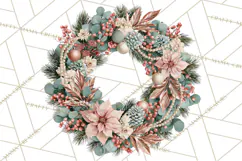Christmas Wreath Clipart PNG, Elegant Holiday Wreaths Product Image 4