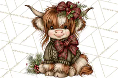 Boutique Christmas Highland Cows PNG Product Image 4