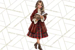 Dark Academia Christmas Clipart Royal Stewart Tartan PNG Product Image 4