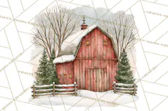 Winter Barn Christmas Clipart PNG, Farmhouse Christmas Product Image 4