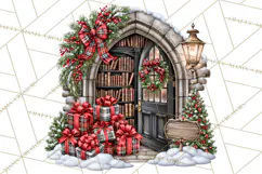 Dark Academia Christmas Clipart Royal Stewart Tartan PNG Product Image 5
