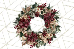 Christmas Wreath Clipart PNG, Elegant Holiday Wreaths Product Image 3