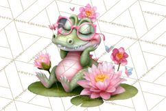 Cute Turtle Frog Alligator Pond Animals Clipart PNG Product Image 2