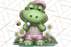 Golfing Frog Turtle Alligator Argyle Clipart PNG Product Image 2