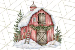 Winter Barn Christmas Clipart PNG, Farmhouse Christmas Product Image 3