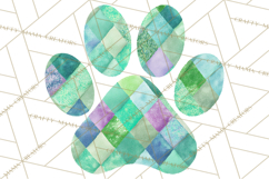 Cat Paw Prints Clipart PNG, Patchwork Kitty Paw Art Product Image 2