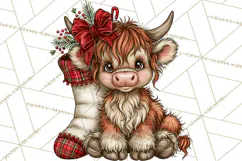 Boutique Christmas Highland Cows PNG Product Image 3