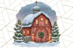 Winter Barn Christmas Clipart PNG, Farmhouse Christmas Product Image 5