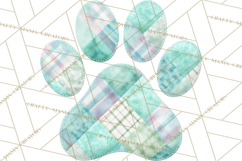 Cat Paw Prints Clipart PNG, Patchwork Kitty Paw Art Product Image 5