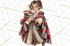 Dark Academia Christmas Clipart Royal Stewart Tartan PNG Product Image 2