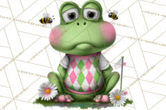 Golfing Frog Turtle Alligator Argyle Clipart PNG Product Image 2