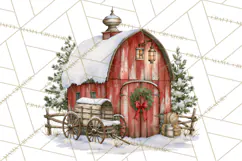 Winter Barn Christmas Clipart PNG, Farmhouse Christmas Product Image 3