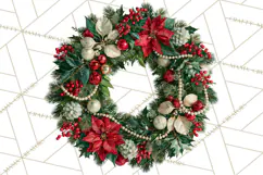 Christmas Wreath Clipart PNG, Elegant Holiday Wreaths Product Image 3