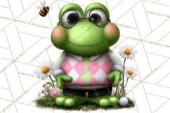Golfing Frog Turtle Alligator Argyle Clipart PNG Product Image 3