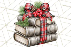 Dark Academia Christmas Clipart Royal Stewart Tartan PNG Product Image 4