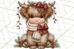 Boutique Christmas Highland Cows PNG Product Image 4