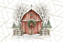 Winter Barn Christmas Clipart PNG, Farmhouse Christmas Product Image 4