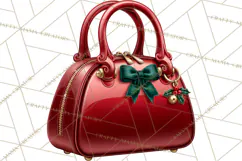 Christmas Handbag Clipart PNG, Holiday Purse Illustrations Product Image 4