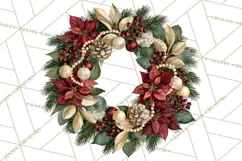 Christmas Wreath Clipart PNG, Elegant Holiday Wreaths Product Image 4