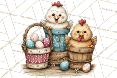 Spring Chickens Gardening Farm Clipart PNG, Chicks Clip Art Product Image 3