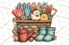 Spring Chickens Gardening Farm Clipart PNG, Chicks Clip Art Product Image 4