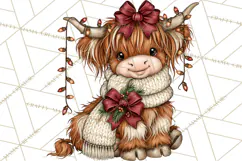 Boutique Christmas Highland Cows PNG Product Image 5