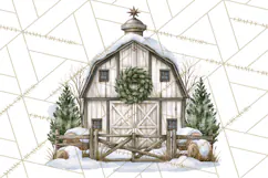 Winter Barn Christmas Clipart PNG, Farmhouse Christmas Product Image 5