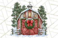 Winter Barn Christmas Clipart PNG, Farmhouse Christmas Product Image 2