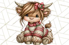 Boutique Christmas Highland Cows PNG Product Image 2