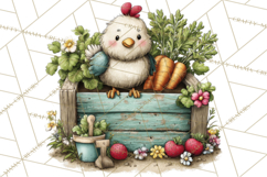 Spring Chickens Gardening Farm Clipart PNG, Chicks Clip Art Product Image 5