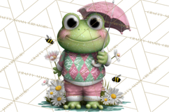 Golfing Frog Turtle Alligator Argyle Clipart PNG Product Image 5