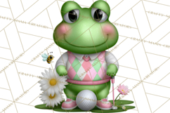 Golfing Frog Turtle Alligator Argyle Clipart PNG Product Image 2