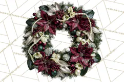 Christmas Wreath Clipart PNG, Elegant Holiday Wreaths Product Image 3