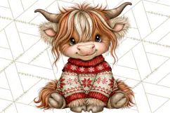 Boutique Christmas Highland Cows PNG Product Image 3