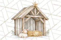 Christmas Nativity Clipart, Watercolor Nativity Scene PNG Product Image 3