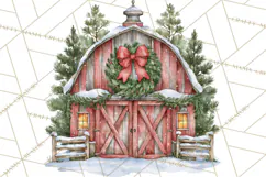 Winter Barn Christmas Clipart PNG, Farmhouse Christmas Product Image 3