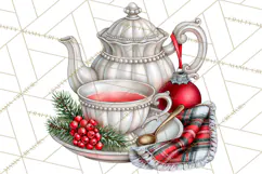 Dark Academia Christmas Clipart Royal Stewart Tartan PNG Product Image 3