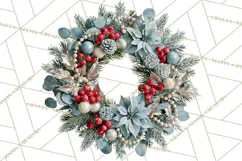 Christmas Wreath Clipart PNG, Elegant Holiday Wreaths Product Image 4