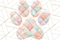 Cat Paw Prints Clipart PNG, Patchwork Kitty Paw Art Product Image 3