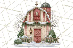 Winter Barn Christmas Clipart PNG, Farmhouse Christmas Product Image 4
