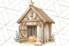 Christmas Nativity Clipart, Watercolor Nativity Scene PNG Product Image 5