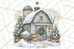 Winter Barn Christmas Clipart PNG, Farmhouse Christmas Product Image 5