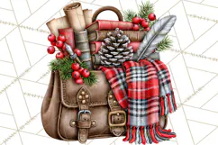 Dark Academia Christmas Clipart Royal Stewart Tartan PNG Product Image 5