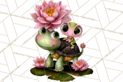 Cute Turtle Frog Alligator Pond Animals Clipart PNG Product Image 5