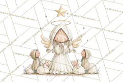 Christmas Nativity Clipart, Watercolor Nativity Scene PNG Product Image 2