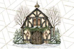 Winter Barn Christmas Clipart PNG, Farmhouse Christmas Product Image 2