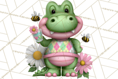 Golfing Frog Turtle Alligator Argyle Clipart PNG Product Image 3