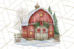 Winter Barn Christmas Clipart PNG, Farmhouse Christmas Product Image 4