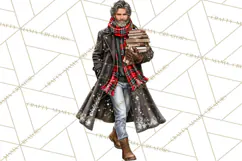 Dark Academia Christmas Clipart Royal Stewart Tartan PNG Product Image 2